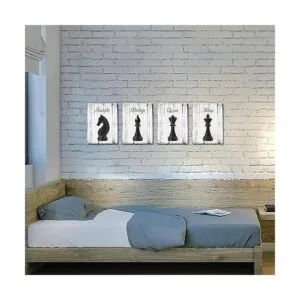 Fushvre Póster de pared de ajedrez 4 piezas diseño_3