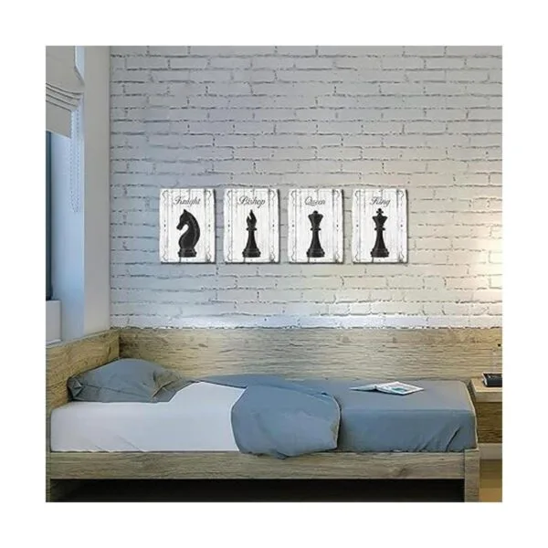 Fushvre Póster de pared de ajedrez 4 piezas diseño_3