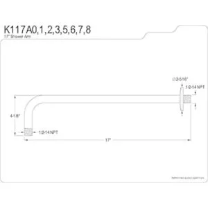 Kingston Brass K117A3 Brazo de ducha de lluvia 17.2 in_2