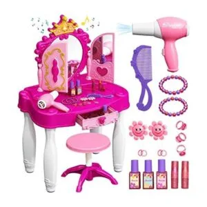 Eohemeral Kids Vanity Makeup Table with Mirror and Chair_1