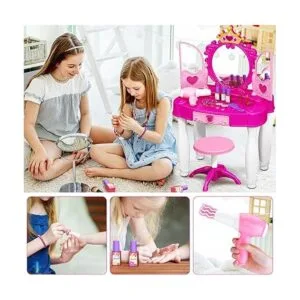 Eohemeral Kids Vanity Makeup Table with Mirror and Chair_4