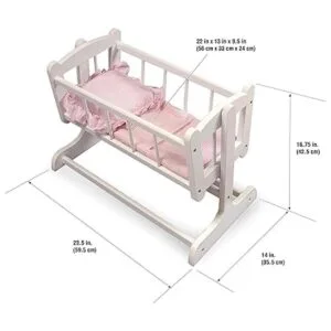 Badger Basket Cuna de muñeca estilo reliquia con manta y_5