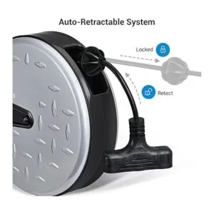 DEWENWILS Carrete de cable de extensión de metal cable de_2