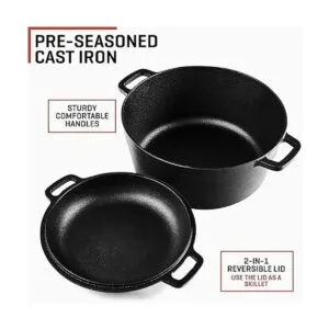 Uno Casa Horno holandés de hierro fundido 2 en 1 Olla_3