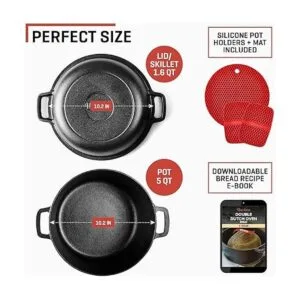 Uno Casa Horno holandés de hierro fundido 2 en 1 Olla_2