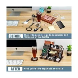 Estación de acoplamiento de madera con compartimento para_2