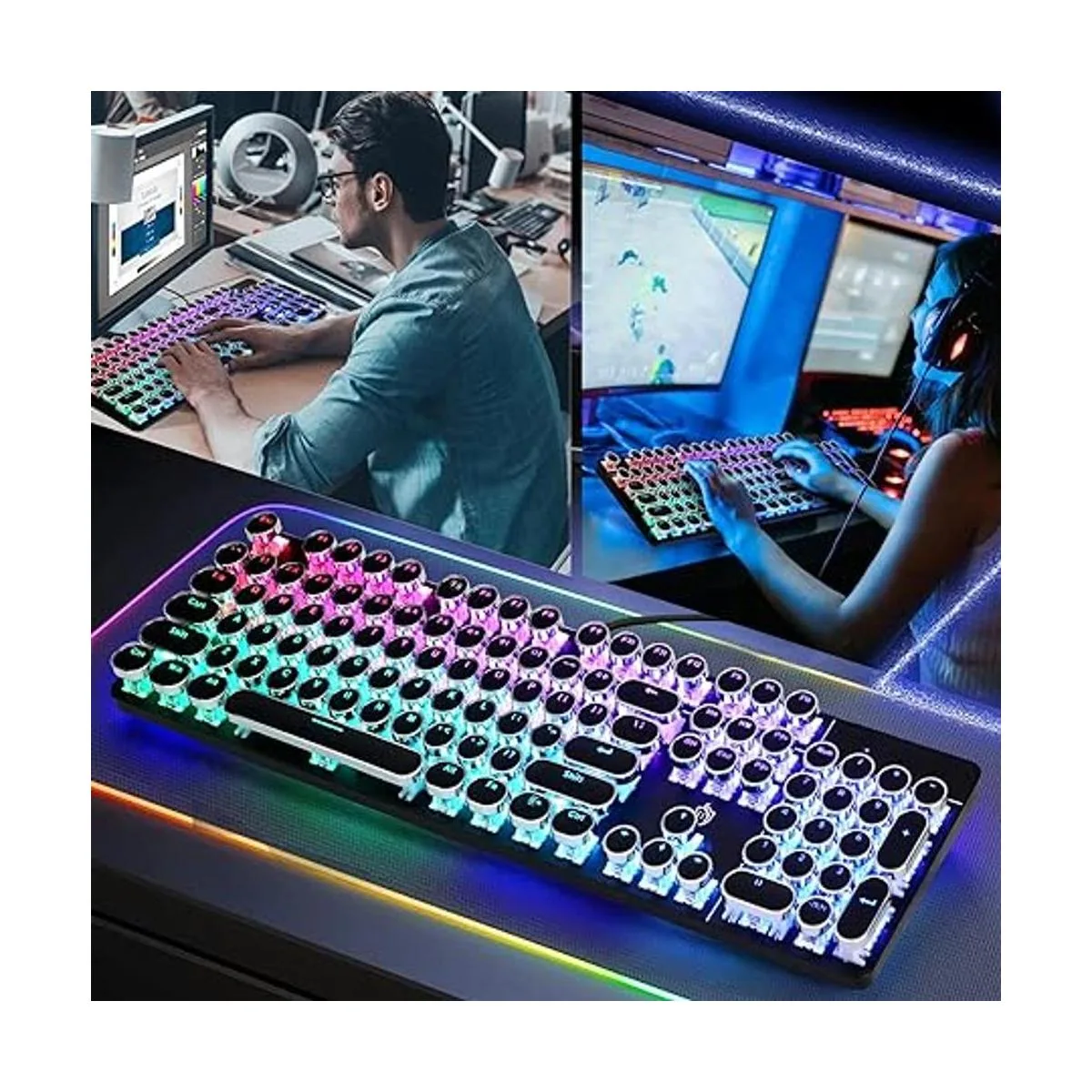 YSCP Teclado mecánico para juegos estilo máquina de_6