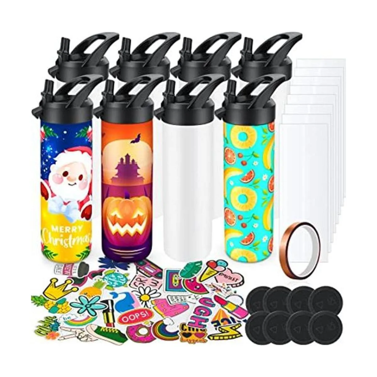 Paquete de 8 vasos por sublimación de 20 onzas botella de_1