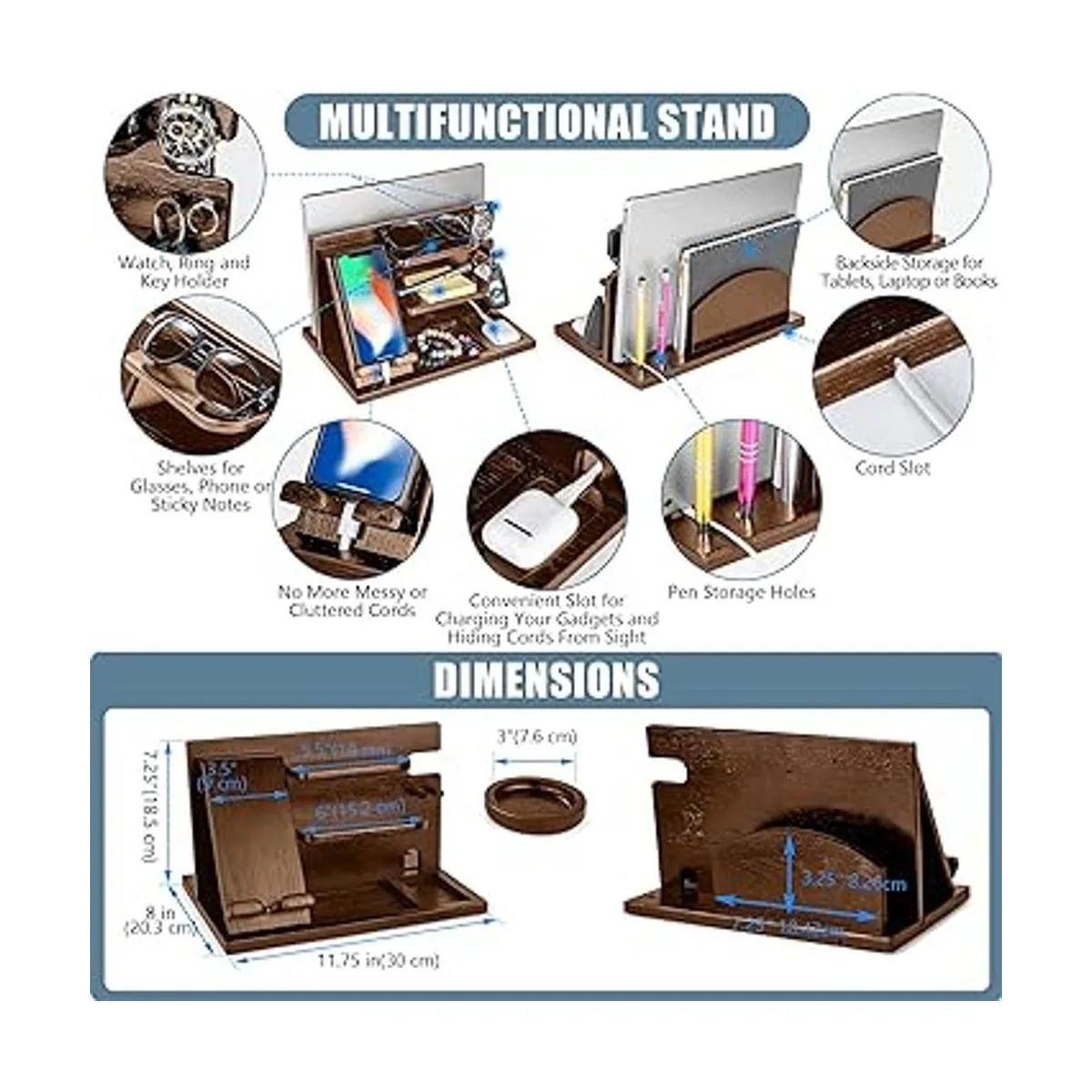 Estación de acoplamiento de madera con compartimento para_3