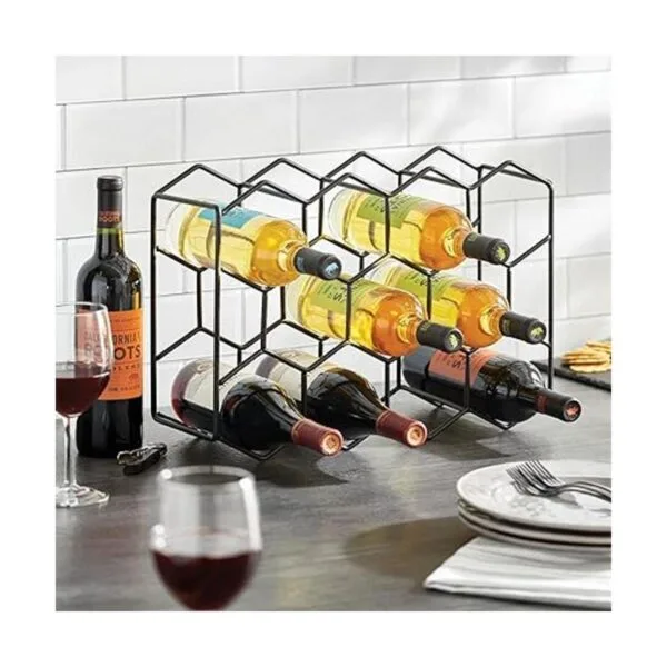 mDesign Estante hexagonal de metal para vino de 3 niveles_2