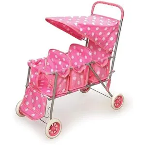 Badger Basket carriola triple para muñecas color rosa a_1