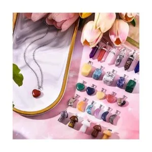 100 dijes de piedra de cristal colgantes de piedra_5