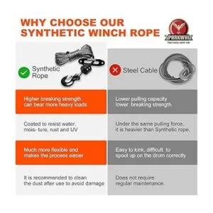 SPARKWHIZ Kit de cuerda de cabrestante sintético cable de_7