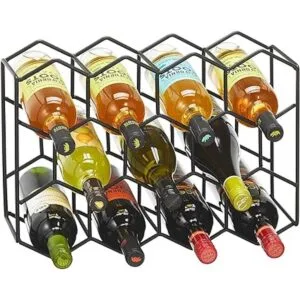 mDesign Estante hexagonal de metal para vino de 3 niveles_5
