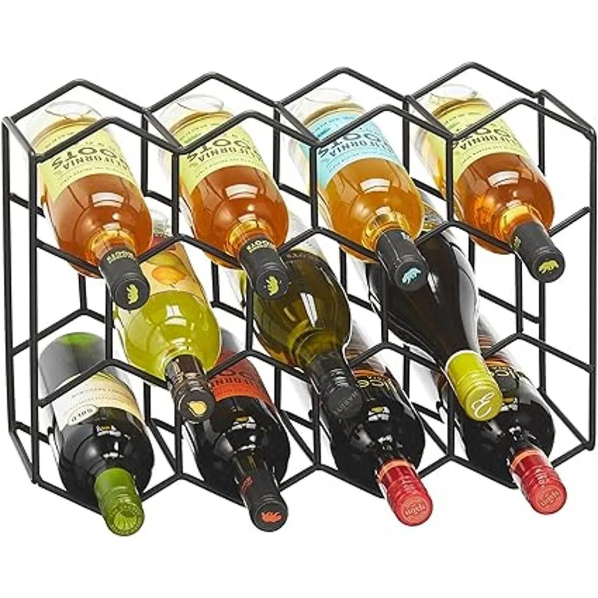 mDesign Estante hexagonal de metal para vino de 3 niveles_5