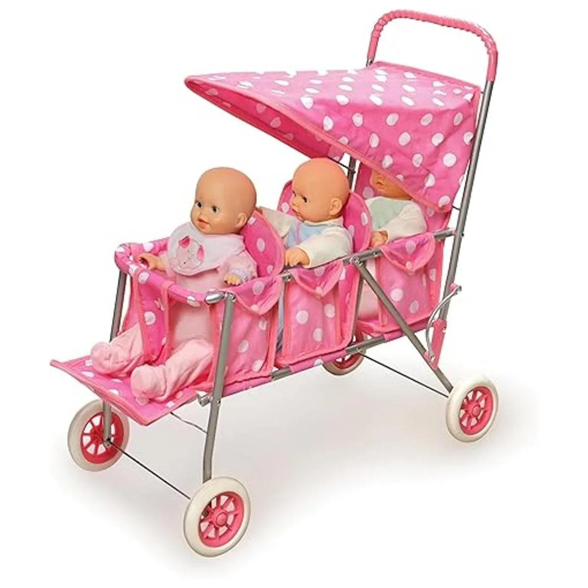 Badger Basket carriola triple para muñecas color rosa a_2