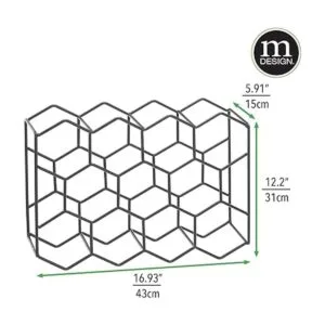 mDesign Estante hexagonal de metal para vino de 3 niveles_3