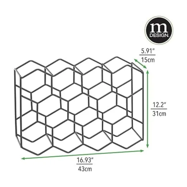 mDesign Estante hexagonal de metal para vino de 3 niveles_3
