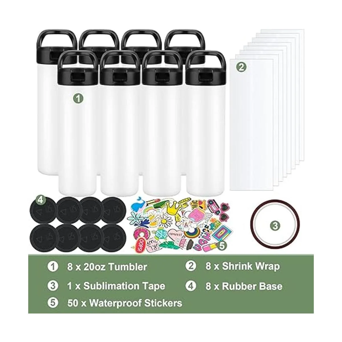 Paquete de 8 vasos por sublimación de 20 onzas botella de_2