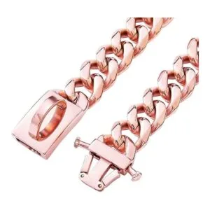 Collar de perro cubano de lujo de oro rosa de 18 quilates_3