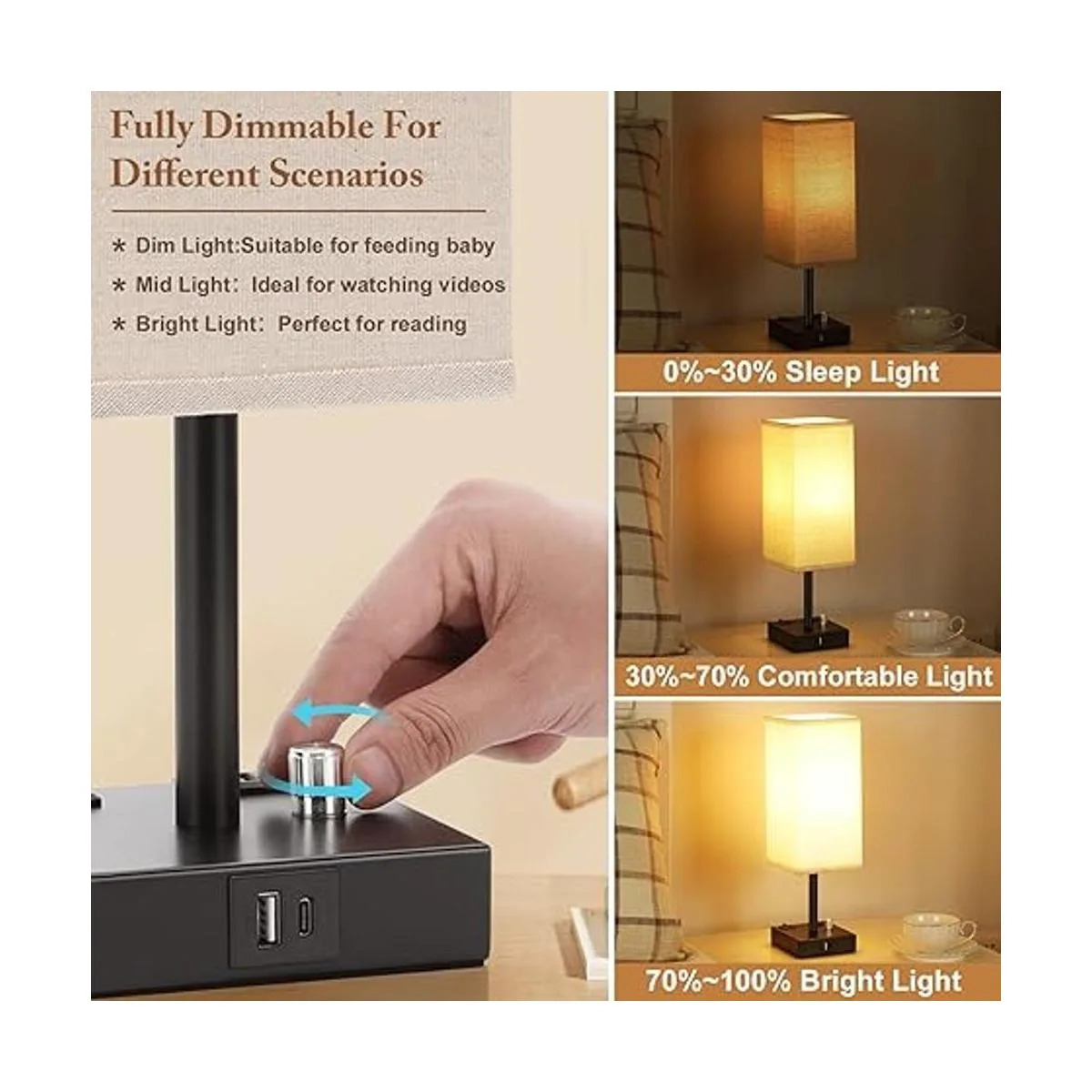 Juego de 2 lámparas de mesita de noche totalmente_3