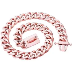 Collar de perro cubano de lujo de oro rosa de 18 quilates_4
