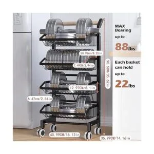 COVAODQ Storage Cart Fruit Basket 4Tier Rolling Utility_2