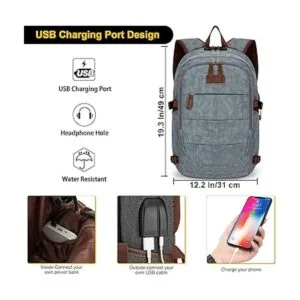 Tzowla Mochila de lona para laptop Gris claro_2