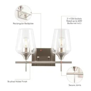 VONLUCE 2Light Vanity Lights for Bathroom Brushed Nickel_6