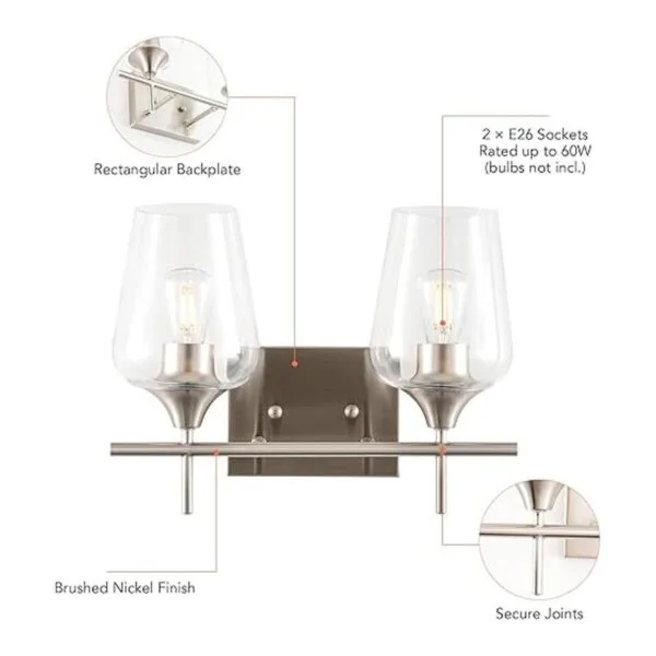 VONLUCE 2Light Vanity Lights for Bathroom Brushed Nickel_6