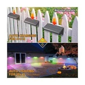 Aulanto Paquete de 4 luces solares para cerca con blanco_4