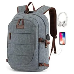 Tzowla Mochila de lona para laptop Gris claro_1