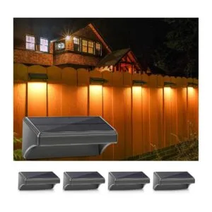 Aulanto Paquete de 4 luces solares para cerca con blanco_1