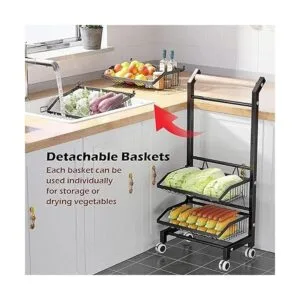 COVAODQ Storage Cart Fruit Basket 4Tier Rolling Utility_6