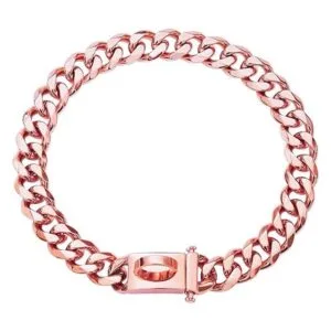 Collar de perro cubano de lujo de oro rosa de 18 quilates_1