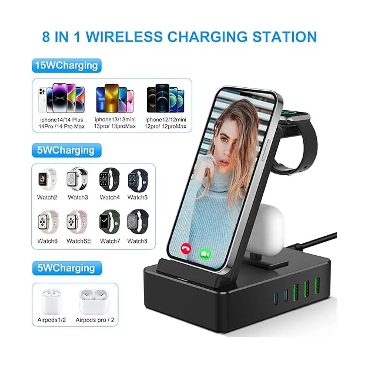 Estación de carga 8 en 1 estación de carga inalámbrica de_2
