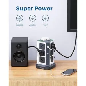 KOOSLA Power Strip Tower Wireless Charger Surge_6