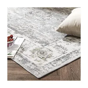 JINCHAN Alfombra persa de 4 x 6 pulgadas color gris_3