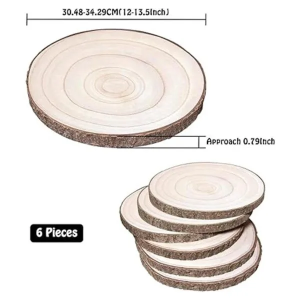 Paquete de 6 rebanadas de madera grandes de 12 a 13.5_4