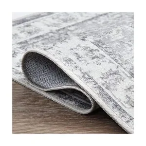JINCHAN Alfombra persa de 4 x 6 pulgadas color gris_4