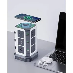 KOOSLA Power Strip Tower Wireless Charger Surge_3