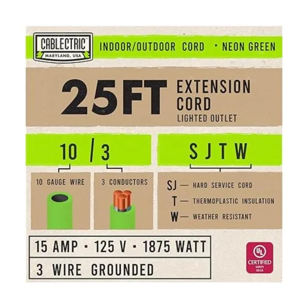 Cablectric Cable de extensión para exteriores de 25 pies_2
