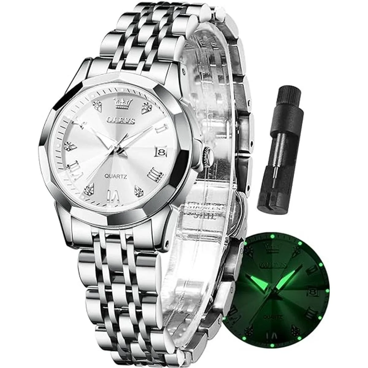 OLEVS Reloj de pulsera para mujer con fecha de oro rosa de_1