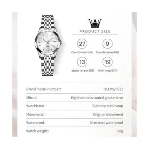 OLEVS Reloj analógico de cuarzo para mujer reloj de oro_6