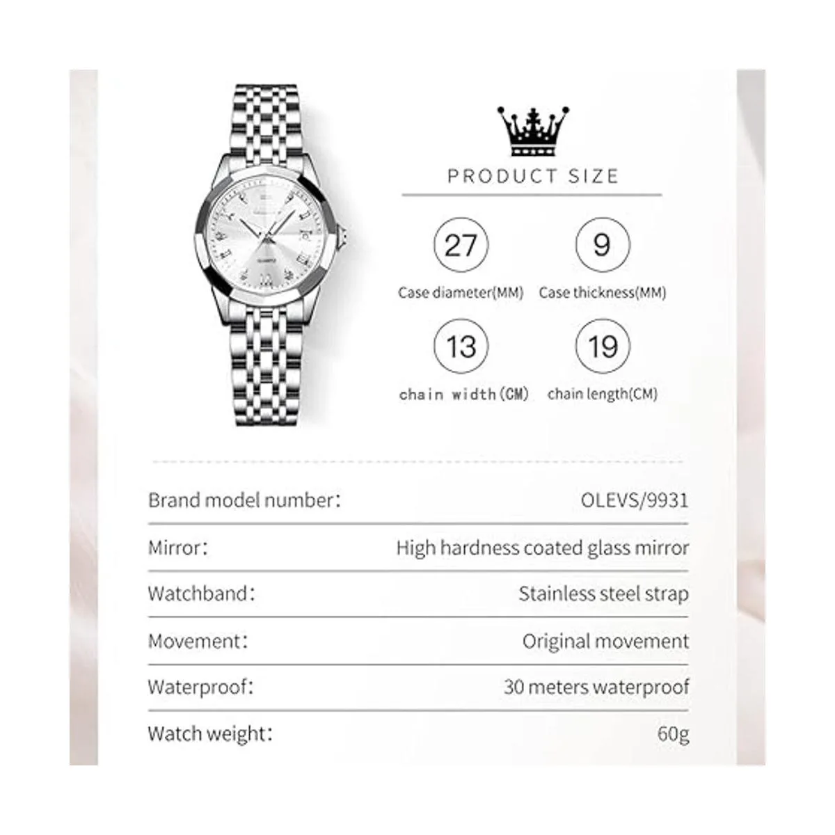 OLEVS Reloj analógico de cuarzo para mujer reloj de oro_6