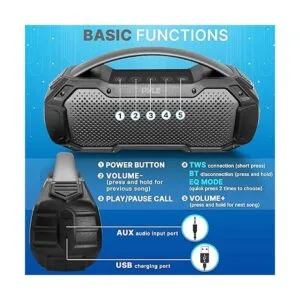 Pyle Altavoz portátil inalámbrico Bluetooth de transmisión_2