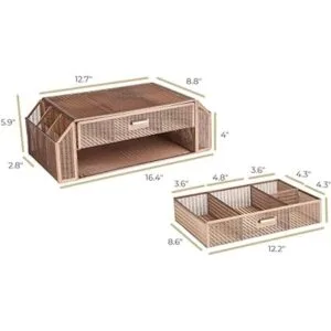 Blu Monaco Soporte de monitor de oro rosa con cajón_7