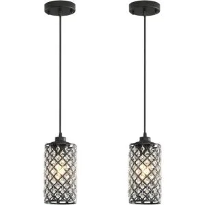 Luces colgantes de cristal negro isla de cocina paquete_1