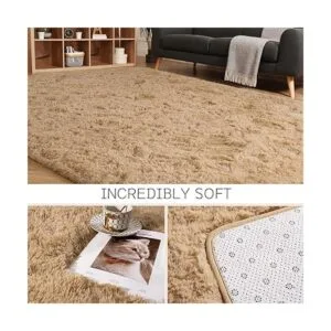 HOMORE Alfombra mullida de lujo para dormitorio sala de_6