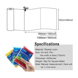 9KM DWLIFE Tela tela de nailon Ripstop blanca 40D 60 x_6